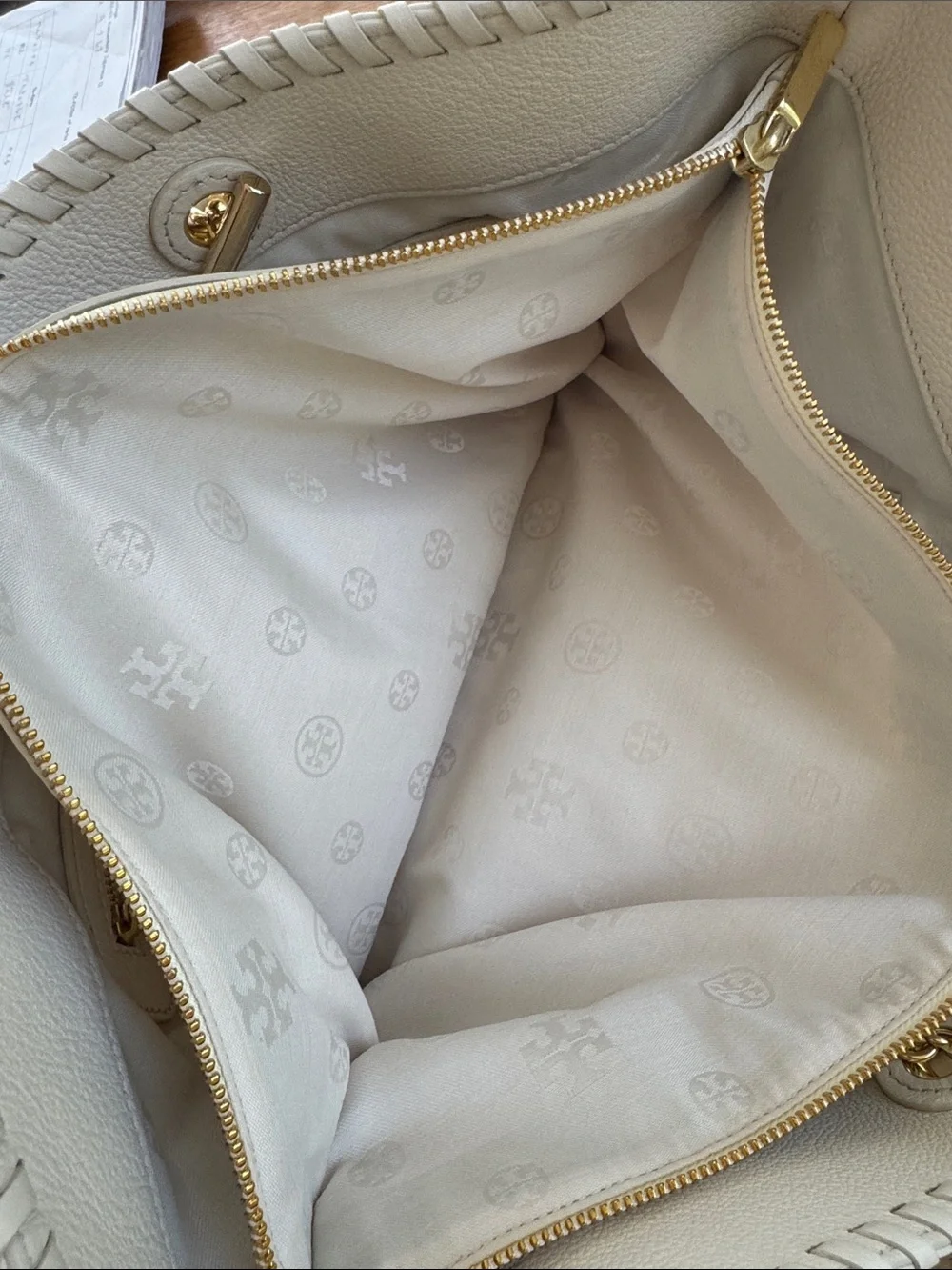 Tory Burch White Leather Chain-Handle Tote with